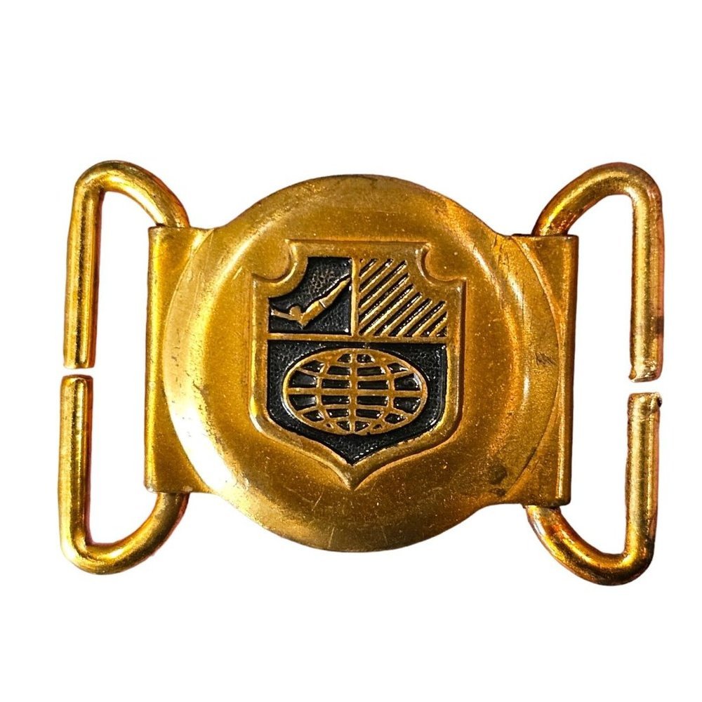 Vtg HIGH DIVE Belt Buckle ART Diver Swimming Pool Diving Brass RARE Round